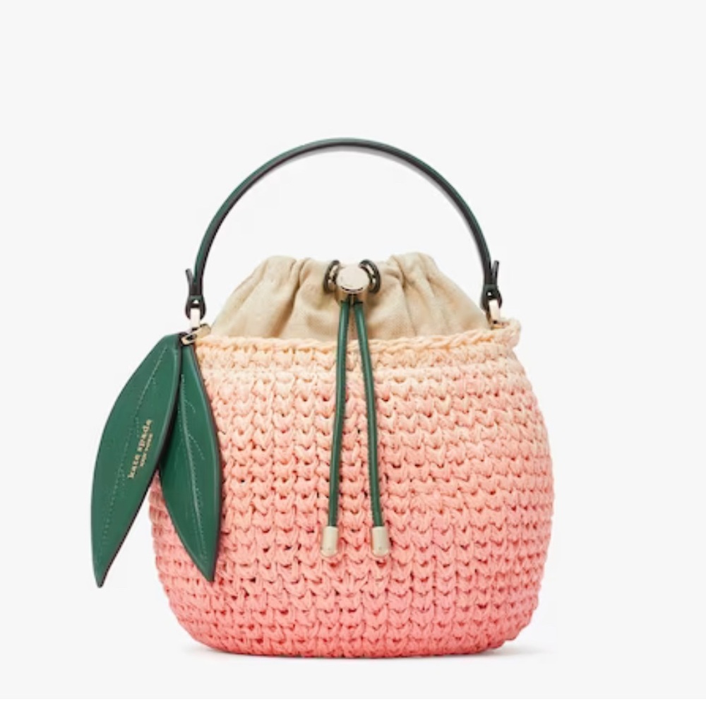 NWT! Kate Spade ♠️ Bellini 3d Peach 🍑 Raffia Bag